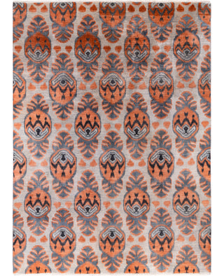 Traditional Floral Wool Hand Knotted Gray Area Rug 9' 0" x 12' 3"