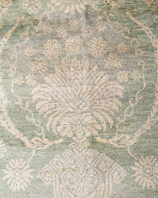 Traditional Ikat Hand Knotted Floral Wool Green Area Rug 9' 1" x 12' 2"