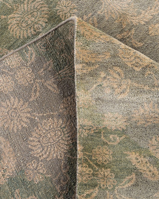 Traditional Ikat Hand Knotted Floral Wool Green Area Rug 9' 1" x 12' 2"