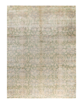 Traditional Ikat Hand Knotted Floral Wool Green Area Rug 9' 1" x 12' 2"