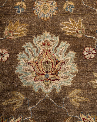 Traditional Oushak Hand Knotted Floral Wool Green Area Rug 8' 2" x 9' 9"