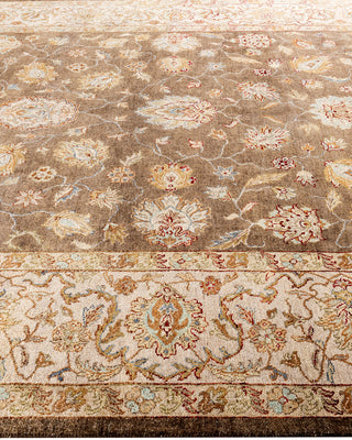 Traditional Oushak Hand Knotted Floral Wool Green Area Rug 8' 2" x 9' 9"