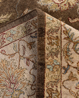 Traditional Oushak Hand Knotted Floral Wool Green Area Rug 8' 2" x 9' 9"
