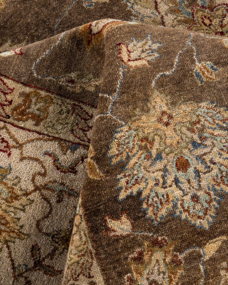 Traditional Oushak Hand Knotted Floral Wool Green Area Rug 8' 2" x 9' 9"