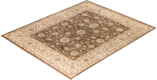 Traditional Oushak Hand Knotted Floral Wool Green Area Rug 8' 2" x 9' 9"