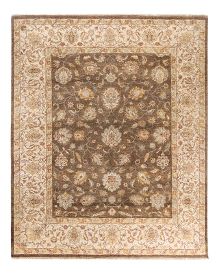 Traditional Oushak Hand Knotted Floral Wool Green Area Rug 8' 2" x 9' 9"