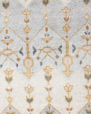 Traditional Ikat Hand Knotted Floral Wool Gray Area Rug 9' 1" x 12' 3"