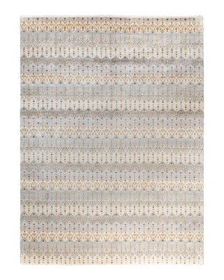 Traditional Ikat Hand Knotted Floral Wool Gray Area Rug 9' 1" x 12' 3"