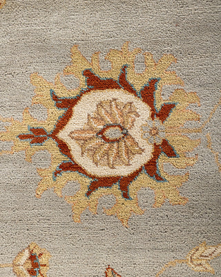 Traditional Oushak Hand Knotted Floral Wool Gray Area Rug 9' 0" x 12' 0"