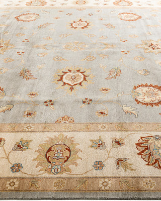Traditional Oushak Hand Knotted Floral Wool Gray Area Rug 9' 0" x 12' 0"