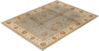 Traditional Oushak Hand Knotted Floral Wool Gray Area Rug 9' 0" x 12' 0"