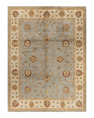 Traditional Oushak Hand Knotted Floral Wool Gray Area Rug 9' 0" x 12' 0"