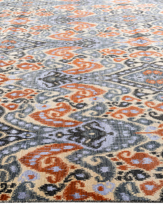 Traditional Ikat Hand Knotted Floral Silk & Wool Blend Gray Area Rug 9' 0" x 11' 7"