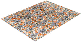 Traditional Ikat Hand Knotted Floral Silk & Wool Blend Gray Area Rug 9' 0" x 11' 7"