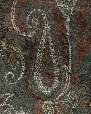 Traditional Ikat Hand Knotted Floral Wool Gray Area Rug 7' 10" x 10' 0"