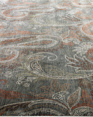 Traditional Ikat Hand Knotted Floral Wool Gray Area Rug 7' 10" x 10' 0"