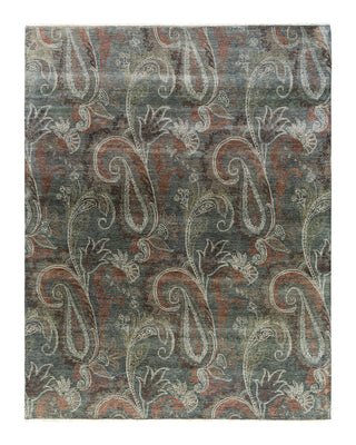 Traditional Ikat Hand Knotted Floral Wool Gray Area Rug 7' 10" x 10' 0"