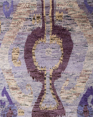 Traditional Ikat Hand Knotted Floral Wool Brown Area Rug 9' 0" x 12' 3"
