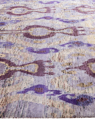 Traditional Ikat Hand Knotted Floral Wool Brown Area Rug 9' 0" x 12' 3"