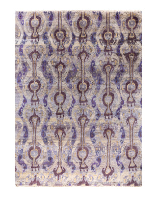 Traditional Ikat Hand Knotted Floral Wool Brown Area Rug 9' 0" x 12' 3"