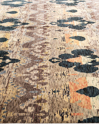 Traditional Ikat Hand Knotted Floral Wool Brown Area Rug 7' 10" x 10' 1"