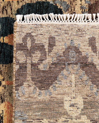 Traditional Ikat Hand Knotted Floral Wool Brown Area Rug 7' 10" x 10' 1"