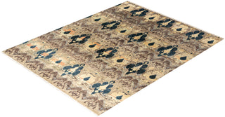 Traditional Ikat Hand Knotted Floral Wool Brown Area Rug 7' 10" x 10' 1"