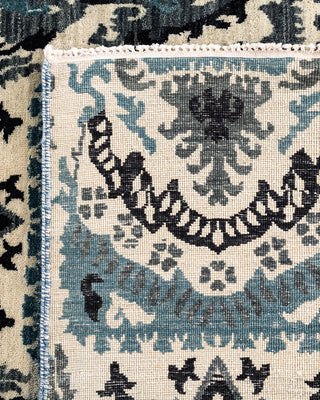 Traditional Ikat Hand Knotted Floral Wool Beige Area Rug 8' 1" x 10' 1"
