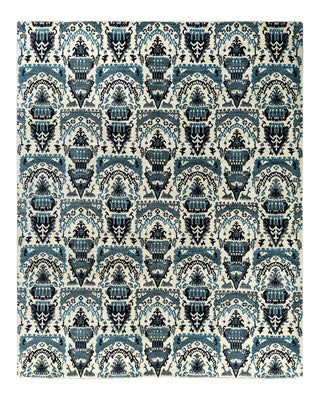 Traditional Ikat Hand Knotted Floral Wool Beige Area Rug 8' 1" x 10' 1"