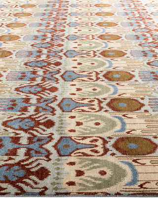 Traditional Ikat Hand Knotted Floral Wool Gray Area Rug 9' 1" x 12' 4"