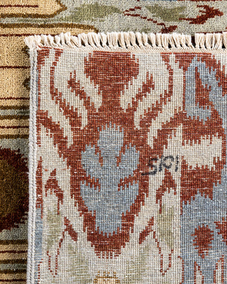 Traditional Ikat Hand Knotted Floral Wool Gray Area Rug 9' 1" x 12' 4"