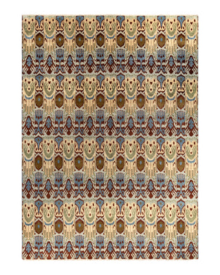 Traditional Ikat Hand Knotted Floral Wool Gray Area Rug 9' 1" x 12' 4"
