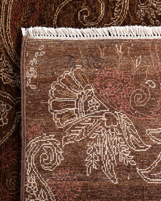 Traditional Ikat Hand Knotted Floral Wool Brown Area Rug 8' 2" x 10' 3"