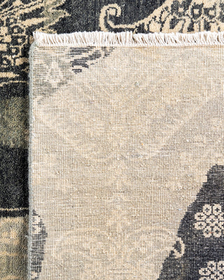 Traditional Ikat Hand Knotted Abstract Wool Gray Area Rug 9' 0" x 12' 1"