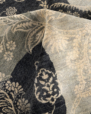 Traditional Ikat Hand Knotted Abstract Wool Gray Area Rug 9' 0" x 12' 1"
