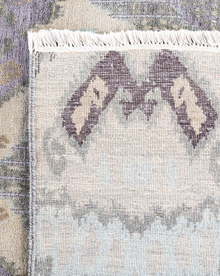 Traditional Ikat Hand Knotted Abstract Silk & Wool Blend Beige Area Rug 9' 0" x 12' 2"
