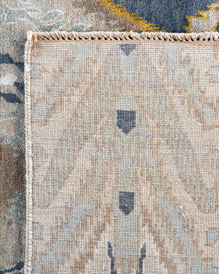 Traditional Ikat Hand Knotted Floral Silk & Wool Blend Gray Area Rug 9' 2" x 12' 3"