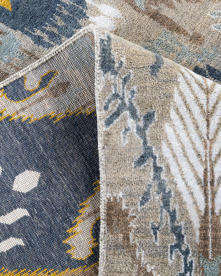 Traditional Ikat Hand Knotted Floral Silk & Wool Blend Gray Area Rug 9' 2" x 12' 3"
