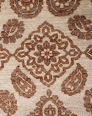 Traditional Ikat Hand Knotted Floral Wool Beige Area Rug 8' 3" x 10' 4"