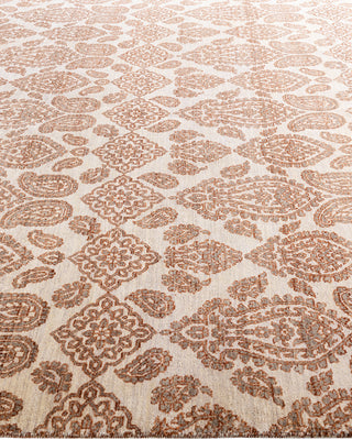Traditional Ikat Hand Knotted Floral Wool Beige Area Rug 8' 3" x 10' 4"