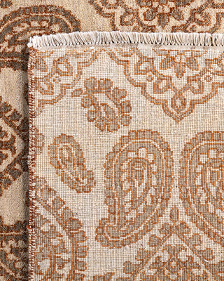 Traditional Ikat Hand Knotted Floral Wool Beige Area Rug 8' 3" x 10' 4"