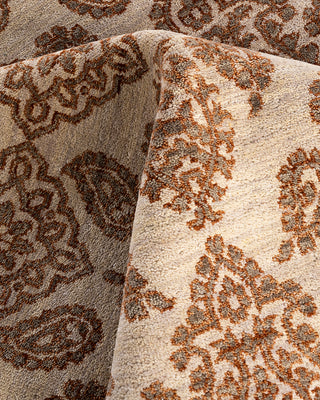 Traditional Ikat Hand Knotted Floral Wool Beige Area Rug 8' 3" x 10' 4"