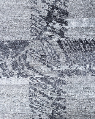 Contemporary Modern Hand Knotted Geometric Silk Gray Area Rug 9' 2" x 12' 2"