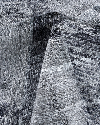 Contemporary Modern Hand Knotted Geometric Silk Gray Area Rug 9' 2" x 12' 2"