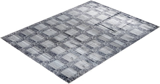 Contemporary Modern Hand Knotted Geometric Silk Gray Area Rug 9' 2" x 12' 2"