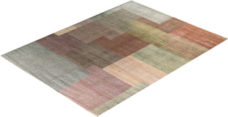 Bohemian Gabbeh Hand Knotted Geometric Wool Green Area Rug 9' 1" x 12' 4"