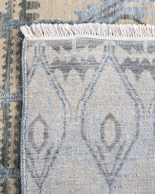 Traditional Ikat Hand Knotted Floral Silk & Wool Blend Ivory Area Rug 8' 1" x 10' 5"