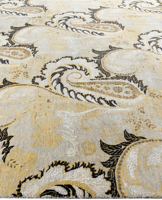 Traditional Paisley Wool, Silk Hand Knotted Beige Area Rug 8' 1" x 9' 10"
