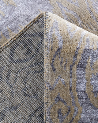 Traditional Ikat Hand Knotted Abstract Silk & Wool Blend Beige Area Rug 7' 10" x 9' 10"