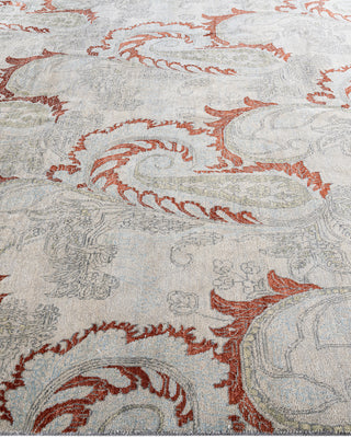 Traditional Ikat Hand Knotted Abstract Silk & Wool Blend Gray Area Rug 8' 1" x 10' 0"
